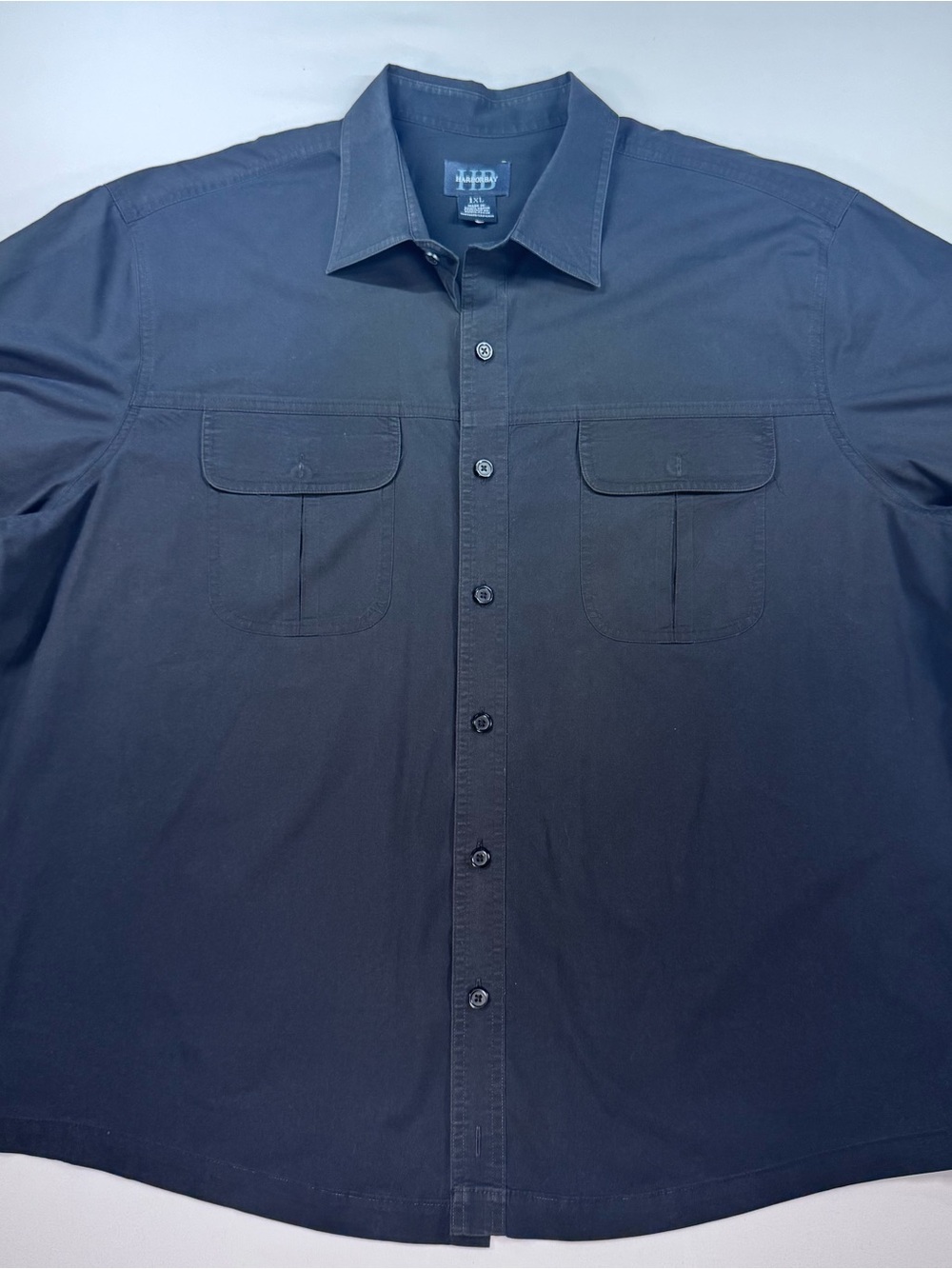HARBOR BAY Bundle Of 2 Men’s Solid Black Short-Sleeve Button Down , Casual, 1XL